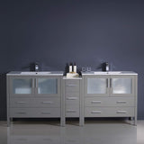 Fresca FCB62-361236WH-I Fresca Torino 84" White Modern Double Sink Bathroom Cabinets w/ Integrated Sinks