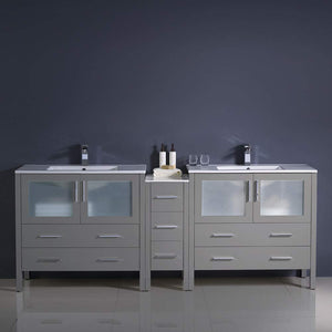 Fresca FCB62-361236GO-I Fresca Torino 84" Gray Oak Modern Double Sink Bathroom Cabinets w/ Integrated Sinks