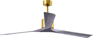 Matthews Fan NKXL-BRBR-BW-72 Nan XL 6-speed ceiling fan in Brushed Brass finish with 72” solid barn wood tone wood blades