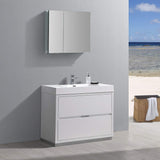 Fresca FVN8442WH Fresca Valencia 40" Glossy White Free Standing Modern Bathroom Vanity w/ Medicine Cabinet