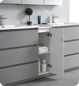 Fresca FCB93-361236GR-D Fresca Lazzaro 84" Gray Free Standing Double Sink Modern Bathroom Cabinet