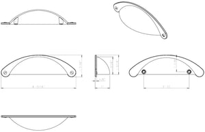 Jeffrey Alexander 8233DBAC 3" Center-to-Center Brushed Oil Rubbed Bronze Lyon Cabinet Cup Pull