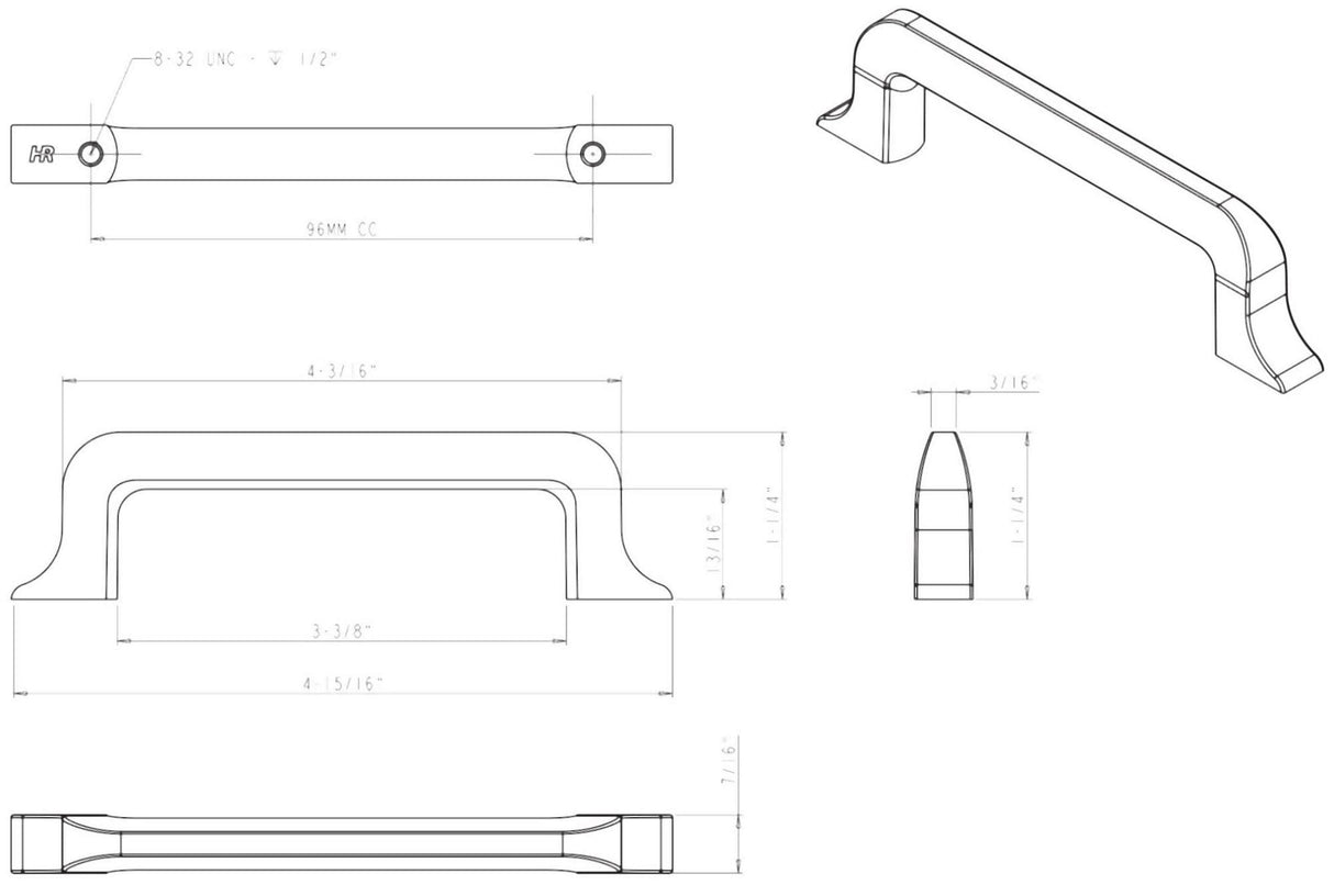 Jeffrey Alexander 839-96NI 96 mm Center-to-Center Polished Nickel Callie Cabinet Pull