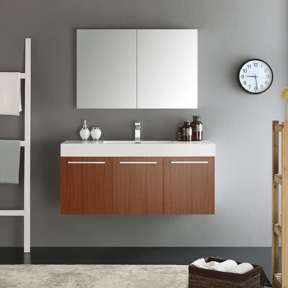 Fresca FVN8092GO Fresca Vista 48" Gray Oak Wall Hung Modern Bathroom Vanity w/ Medicine Cabinet