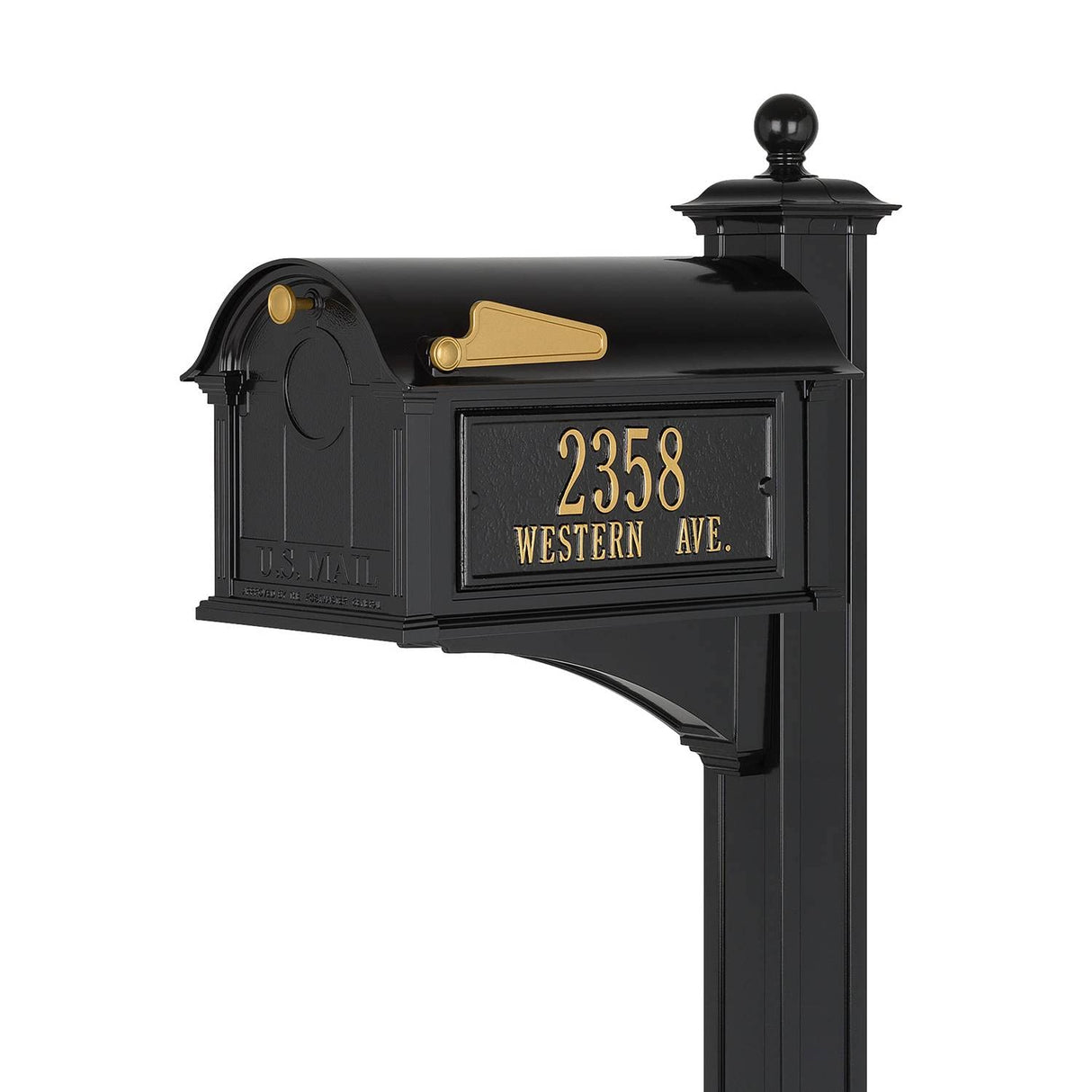 Whitehall 16368 - Balmoral Mailbox Side Plaques, Post Package - Black