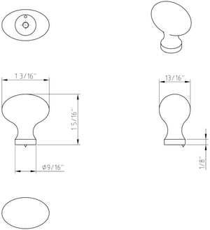 Jeffrey Alexander 3990-SN 1-3/16" Overall Length Satin Nickel Football Bordeaux Cabinet Knob