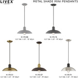 Livex Lighting 41193-07 Metal Shade - 12.5" One Light Mini Pendant, Bronze Finish with Bronze Metal Shade