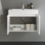 Fresca FCB8089TK-I Fresca Vista 30" Teak Wall Hung Modern Bathroom Cabinet w/ Integrated Sink