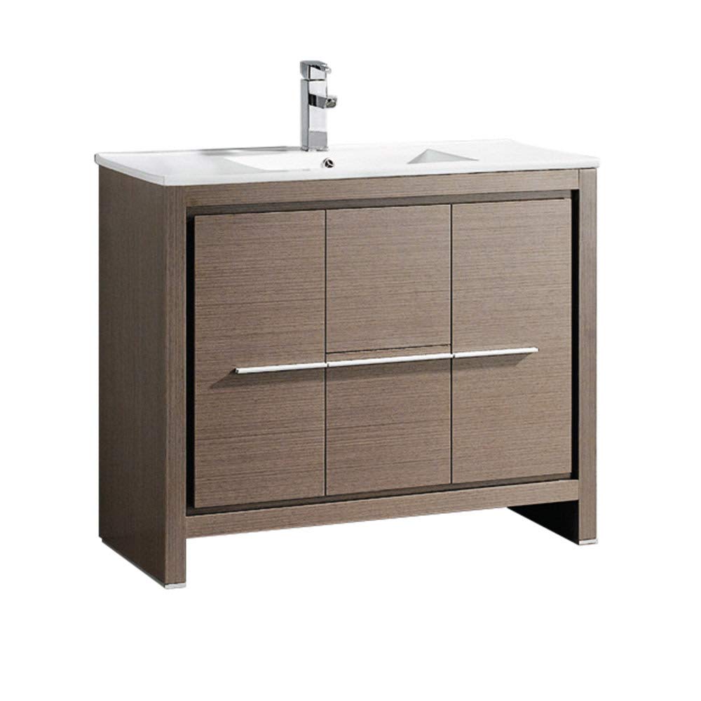 Fresca FCB8140GO-I Fresca Allier 40" Gray Oak Modern Bathroom Cabinet w/ Sink