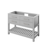 Jeffrey Alexander VKITWAV48GRBGR 48" Grey Wavecrest Vanity, Black Granite Vanity Top, undermount rectangle bowl