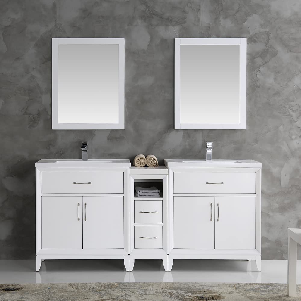 Fresca FVN21-301230AC Fresca Cambridge 72" Antique Coffee Double Sink Traditional Bathroom Vanity w/ Mirrors