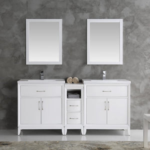 Fresca FVN21-301230AC Fresca Cambridge 72" Antique Coffee Double Sink Traditional Bathroom Vanity w/ Mirrors