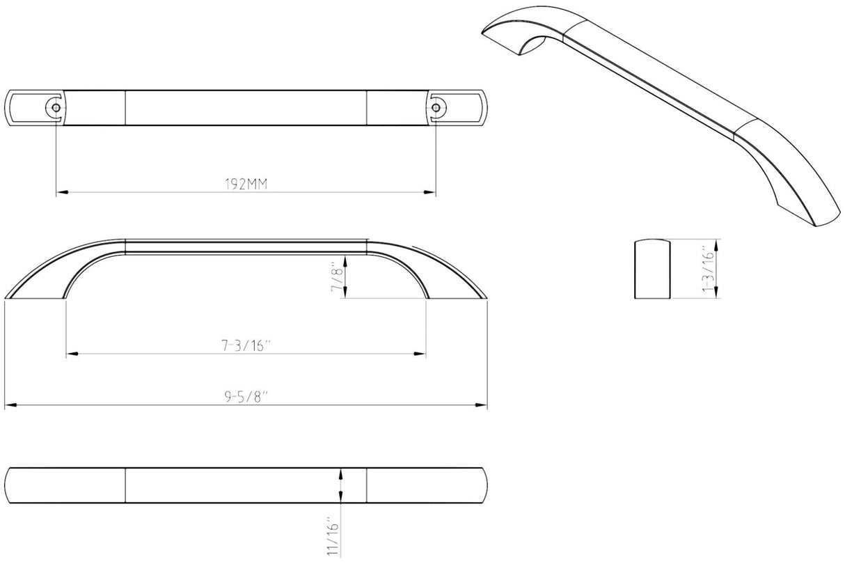 Jeffrey Alexander 4192PC 192 mm Center-to-Center Polished Chrome Square Sonoma Cabinet Pull