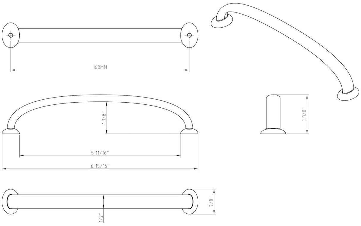 Jeffrey Alexander 650-160BNBDL 160 mm Center-to-Center Brushed Pewter Hudson Cabinet Pull