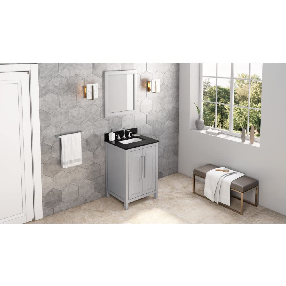 Jeffrey Alexander VKITCAD24GRBGR 24" Grey Cade Vanity, Black Granite Vanity Top, undermount rectangle bowl
