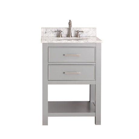 Avanity Brooks 25 in. Vanity in Chilled Gray finish with Carrara White Marble Top