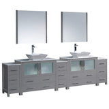 Fresca FVN62-108GR-VSL Fresca Torino 108" Gray Modern Double Sink Bathroom Vanity w/ 3 Side Cabinets & Vessel Sinks