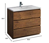 Fresca FCB9342RW-I Fresca Lazzaro 42" Rosewood Free Standing Modern Bathroom Cabinet w/ Integrated Sink