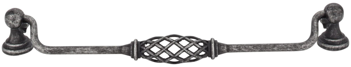 Jeffrey Alexander 749-224SIM 224 mm Center-to-Center Distressed Antique Silver Birdcage Tuscany Drop & Ring Pull