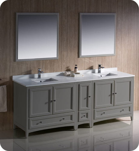 Fresca FVN20-361236GR Fresca Oxford 84" Gray Traditional Double Sink Bathroom Vanity