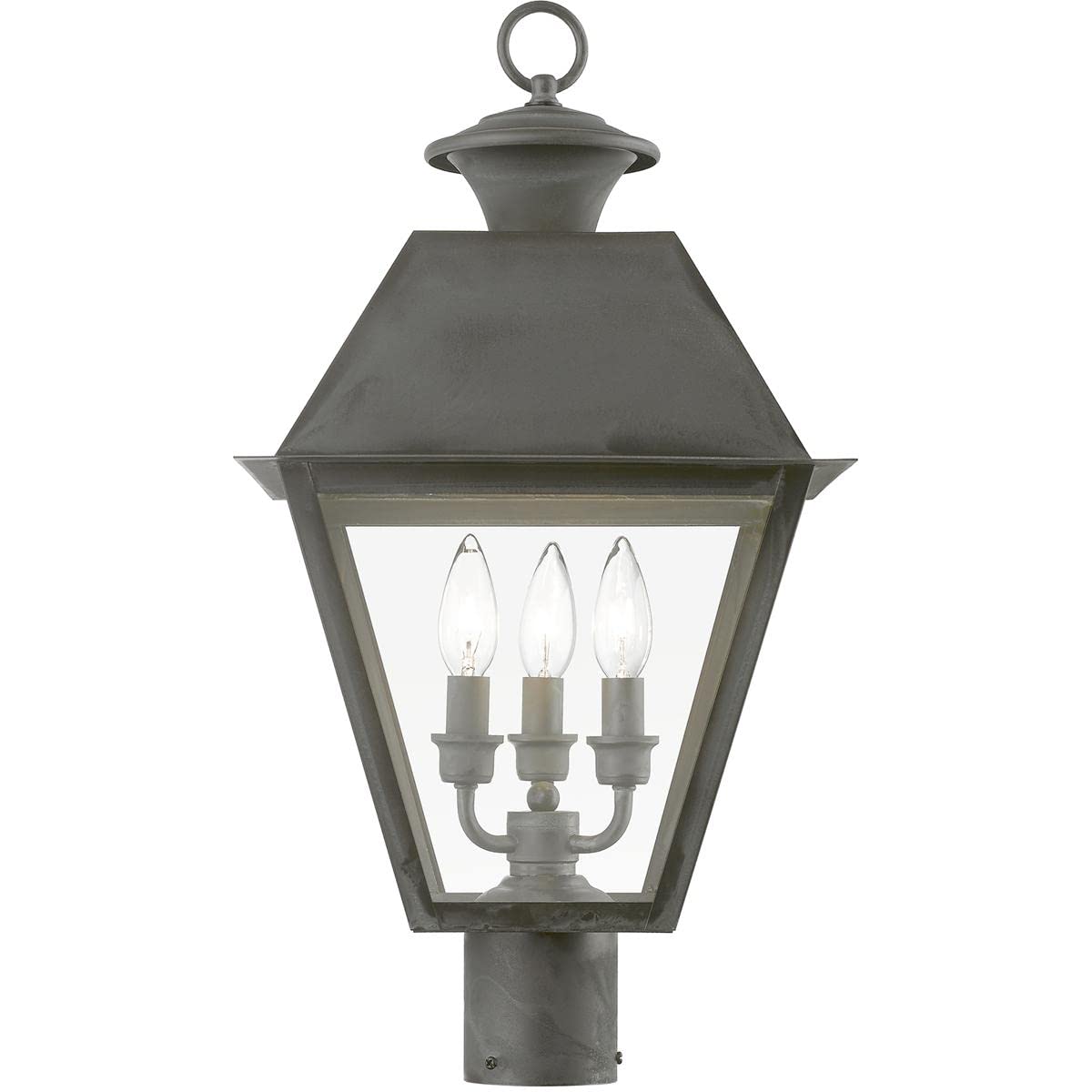Livex Lighting 27219-61 Wentworth 3 Light 22 inch Charcoal Outdoor Post Top Lantern, Large
