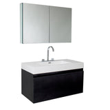 Fresca FVN8010BW Fresca Mezzo 39" Black Modern Bathroom Vanity w/ Medicine Cabinet