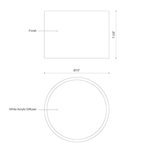 Kuzco FM11410-WH MOUSINNI 10" FM White 120V ELV LED 3000K 90CRI 17W