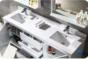Fresca Allier 72" White Modern Double Sink Bathroom Cabinet