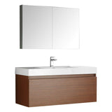 Fresca FVN8011TK Fresca Mezzo 48" Teak Wall Hung Modern Bathroom Vanity w/ Medicine Cabinet