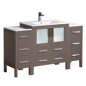 Fresca FCB62-123012GO-I Fresca Torino 54" Gray Oak Modern Bathroom Cabinets w/ Integrated Sink