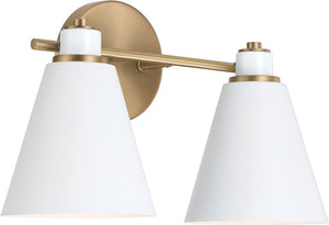 Capital Lighting 150121AW Bradley 2 Light Vanity Aged Brass and White