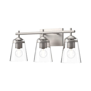 Alora VL638221BNCL ADDISON 22" VL BRUSHED NICKEL CLEAR GLASS 3X60W E26