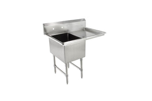 John Boos 1B18244-1D18R B Series Stainless Steel Sink, 14" Deep Bowl, 1 Compartment, 18" Right Hand Side Drainboard, 40" Length x 29-1/2" Width