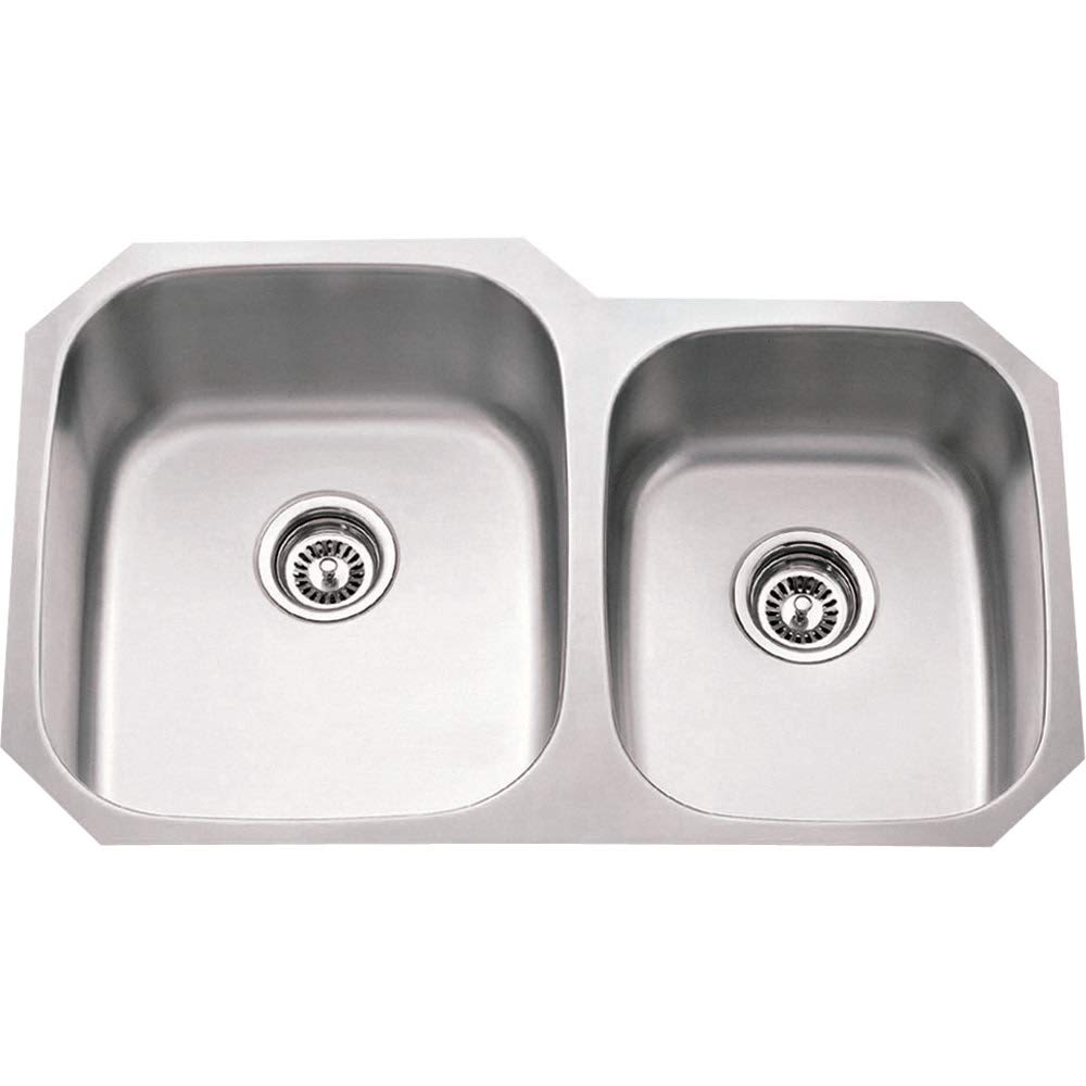 Hardware Resources 801L-18 32" L x 20-5/8" W x 9" D Undermount 18 Gauge Stainless Steel 60/40 Double Bowl Sink