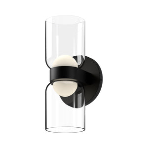 Kuzco WS52511-BK/CL CEDAR 11" WALL SCONCE TEXTURED BLACK CLEAR GLASS 120V ELV LED 3000K 90CRI 11W
