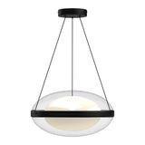 Kuzco PD76316-BK/OP VIRGO 16" PENDANT TEXTURED BLACK OPAL GLASS 120" WIRE 120V TRIAC/ELV LED 3000K 90CRI 37W