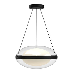 Kuzco PD76316-BK/OP VIRGO 16" PENDANT TEXTURED BLACK OPAL GLASS 120" WIRE 120V TRIAC/ELV LED 3000K 90CRI 37W