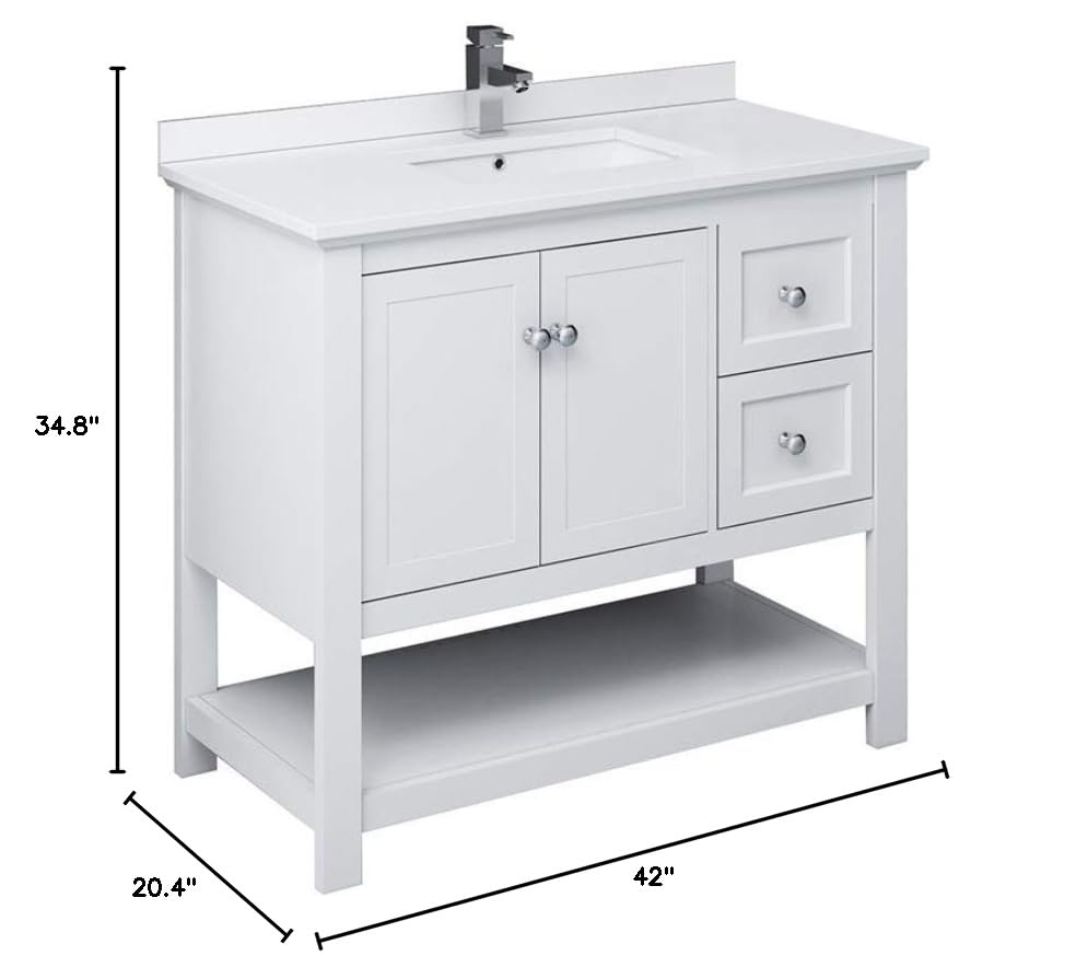 Fresca FCB2340WH-CWH-U Cabinet with Top and Sink