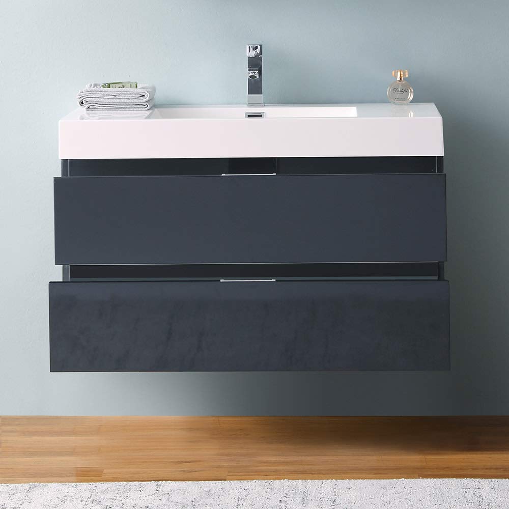 Fresca FCB8342WH-I Fresca Valencia 40" Glossy White Wall Hung Modern Bathroom Vanity