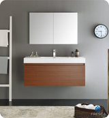 Fresca FCB8011TK Fresca Mezzo 48" Teak Wall Hung Modern Bathroom Cabinet