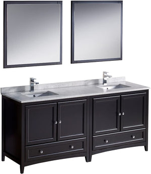 Fresca FVN20-3636ES Fresca Oxford 72" Espresso Traditional Double Sink Bathroom Vanity