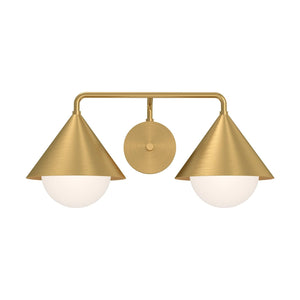 Alora VL485221BGOP REMY 2 HEAD 21" VANITY BRUSHED GOLD OPAL GLASS ROTARY DIMMER E26 60WX2