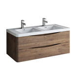 Fresca FCB9048RW-D-I Fresca Tuscany 48" Rosewood Wall Hung Modern Bathroom Cabinet w/ Integrated Double Sink