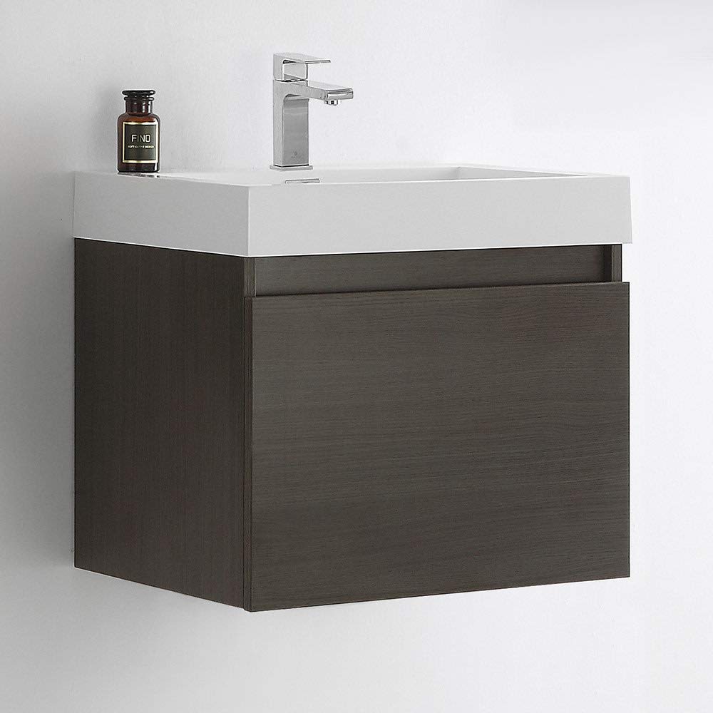 Fresca FCB8006TK-I Fresca Nano 24" Teak Modern Bathroom Cabinet w/ Integrated Sink