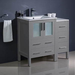 Fresca FCB62-2412WH-I Fresca Torino 36" White Modern Bathroom Cabinets w/ Integrated Sink