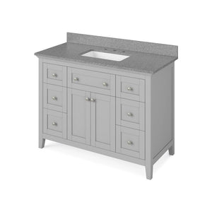 Jeffrey Alexander VKITCHA48GRSGR 48" Grey Chatham Vanity, Steel Grey Cultured Marble Vanity Top, undermount rectangle bowl