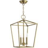 Livex Lighting 49433-01 Devone Collection 3-Light Convertible Semi-Flush Lantern Ceiling Fixture, Antique Brass