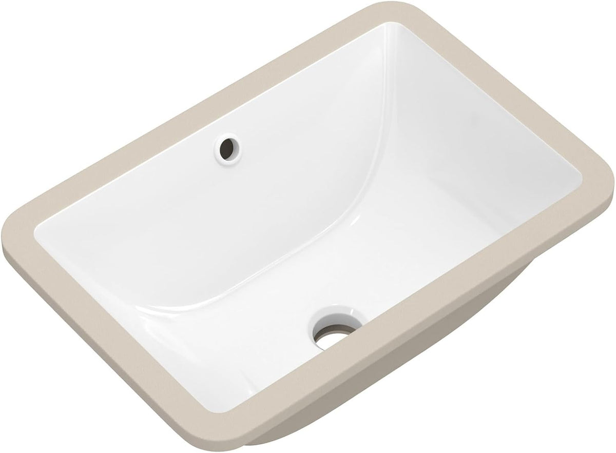 Small Undermount Bathroom Sink 16 x 10 White Rectangle UB0116