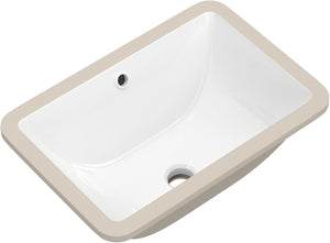 Small Undermount Bathroom Sink 16 x 10 White Rectangle UB0116
