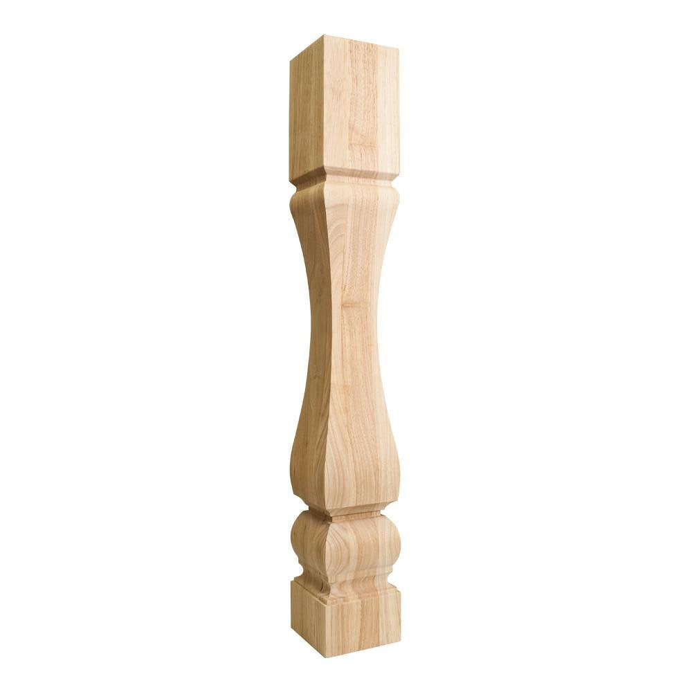 Hardware Resources P37-6.5RW 6-1/2" W x 6-1/2" D x 35-1/2" H Rubberwood Baroque Post